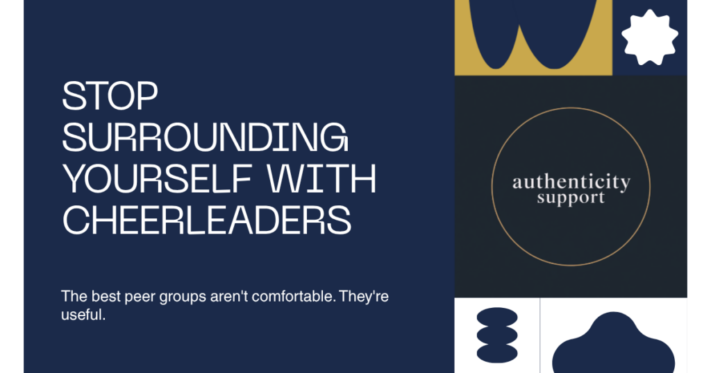 Stop Surrounding Yourself with Cheerleaders — navy and gold featured graphic